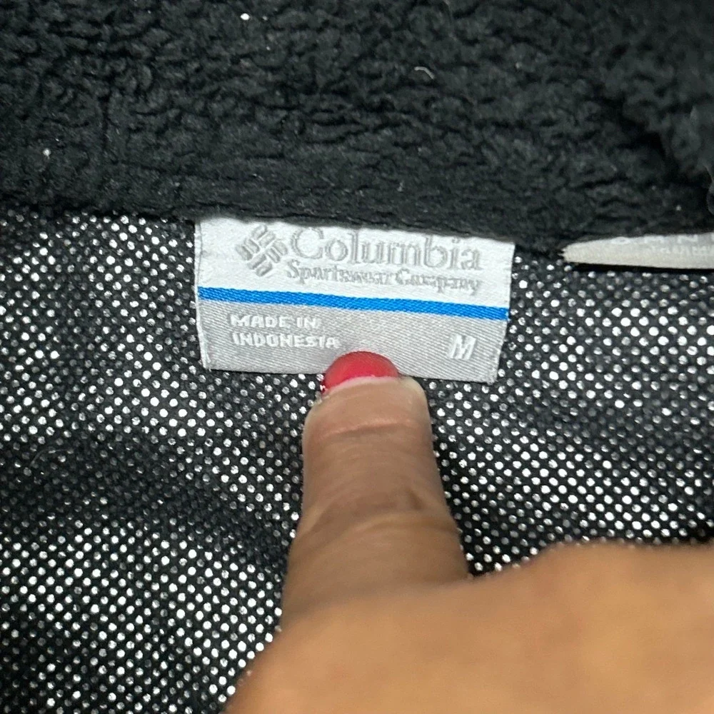 Columbia Fleece Jacket Womens Size M Black Omni-Heat Full Zip Mock Neck Outdoor